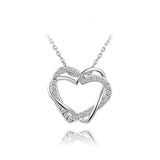 New Brand Jewelry Double Heart Pendants Crystal Necklace Gold-plated/Silver Chain Contemporary Inlay Necklace Women