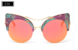New Fahion Cat Eye Sunglasses Women Brand Designer Sun Glasses Mirror High Quality Oversized Shades