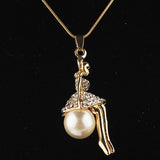 New Fashion 18k Yellow Gold Plated Simulated Pearl Girl Clear Austrian Crystal Necklace Earring Chain Jewelry Set