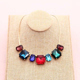 New Fashion High Quality Glass Crystal Simple Colorful Gems necklace Statement Necklaces Fashion Jewelry Women
