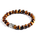 New Fashion Men's Bracelet Gold Silver Buddha skull Elastic Black Color Beaded Tibet Charm Lucky bracelets for women