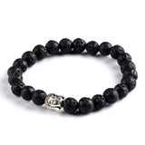 New Fashion Men's Bracelet Gold Silver Buddha skull Elastic Black Color Beaded Tibet Charm Lucky bracelets for women