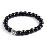 New Fashion Men's Bracelet Gold Silver Buddha skull Elastic Black Color Beaded Tibet Charm Lucky bracelets for women