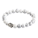 New Fashion Men's Bracelet Gold Silver Buddha skull Elastic Black Color Beaded Tibet Charm Lucky bracelets for women