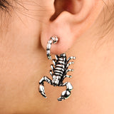 New Gothic Punk Exaggerated 3D Scorpion Cuff Earring for Women Men Stereo Retro Black Gold Plated Animal Stud Earrings