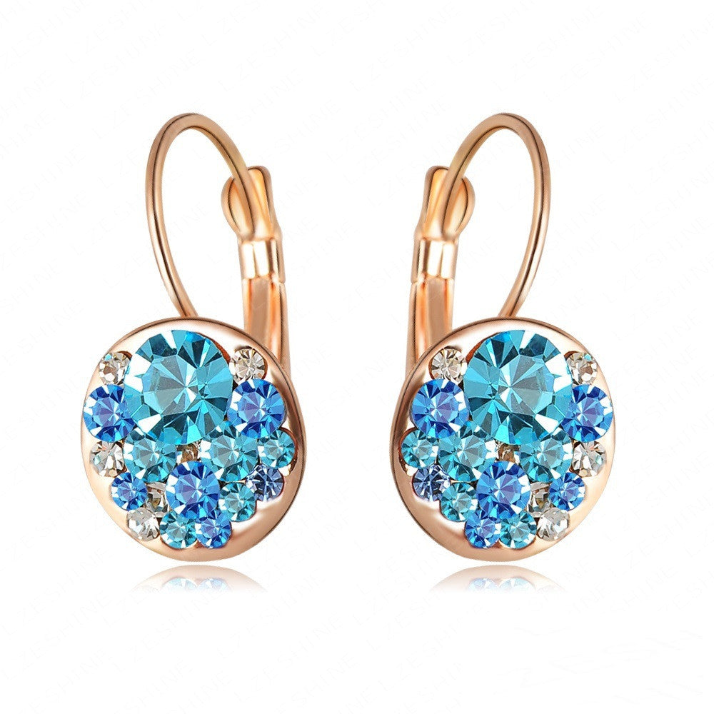 New Fashion Round Earrings Stud 18K Rose Gold Plated With Austrian Crystals Women Earrings