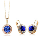 New Fashion Wedding Crystal Jewelry Sets Vintage Moon River Rhinestone Top Quality Necklace Earrings for Women