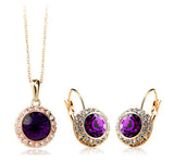 New Fashion Wedding Crystal Jewelry Sets Vintage Moon River Rhinestone Top Quality Necklace Earrings for Women