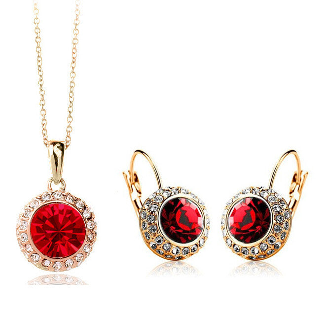 New Fashion Wedding Crystal Jewelry Sets Vintage Moon River Rhinestone Top Quality Necklace Earrings for Women