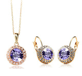 New Fashion Wedding Crystal Jewelry Sets Vintage Moon River Rhinestone Top Quality Necklace Earrings for Women