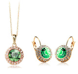 New Fashion Wedding Crystal Jewelry Sets Vintage Moon River Rhinestone Top Quality Necklace Earrings for Women