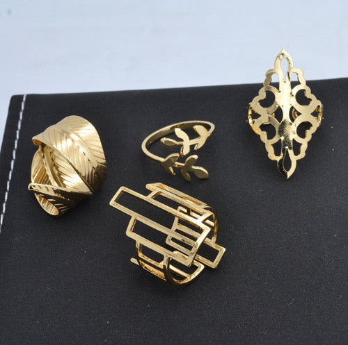 New Fashion jewelry hollow tree leaf Geometric finger ring set 1set=4pieces gift for Valentine's Day