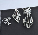 New Fashion jewelry Wholesale hollow tree leaf Geometric finger ring set 1set=4pieces gift for Valentine's Day