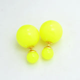 New Fashion jewelry double side 16MM pearl stud gift for women girl mix color