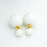 New Fashion jewelry double side 16MM pearl stud gift for women girl mix color