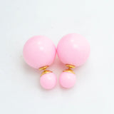 New Fashion jewelry double side 16MM pearl stud gift for women girl mix color