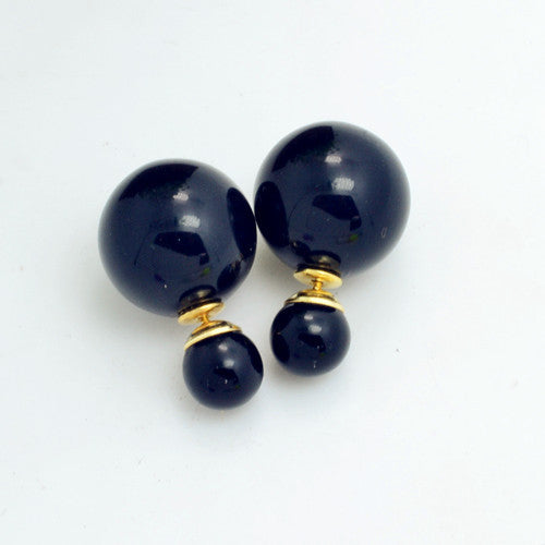 New Fashion jewelry double side 16MM pearl stud gift for women girl mix color