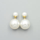 New Fashion jewelry double side 16MM pearl stud gift for women girl mix color