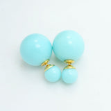 New Fashion jewelry double side 16MM pearl stud gift for women girl mix color