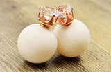 New Fashion jewelry double side crystal 16MM pearl Frosted matte stud earring gift for women girl mix color