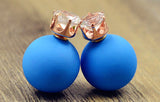 New Fashion jewelry double side crystal 16MM pearl Frosted matte stud earring gift for women girl mix color