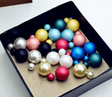 New Fashion jewelry double side matte 16MM pearl stud gift for women girl mix color