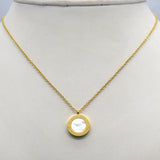 New Necklace Pendant Roman Letters two-sided Shell Pendant Necklace Woman Fashion Jewelry Design Stainless Steel Chain Rose Gold