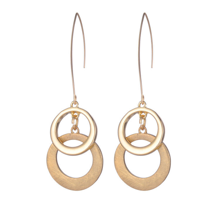 New arrival design fashion element gold silver hollow circle drop earrings