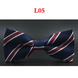 New fashion tuxedo bow tie men red and black tartan groom marry groomsmen wedding party colorful striped butterfly cravats mens