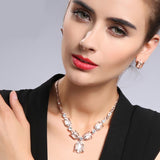 New 2016 Chokers Necklaces Romantic Rose Gold Plated White Pink Beige Created Opal Rhinestone Tulips Necklace For Women Jewelry