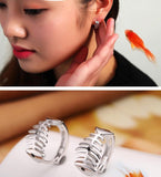 New Arrival Fashion Fine Fishbone Earrings Jewelry 925 Sterling Silver Hoop Earrings For Women Gift