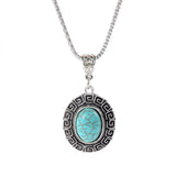 New Arrival Fashion Green Turquoise Tibetant Silver crystal rhinestone blue Pendant Necklace jewelry for Women