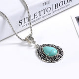 New Arrival Fashion Oval crystal rhinestone blue Pendant Necklace jewelry for Women vintage necklaces 