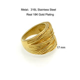 New Arrival Female Luxury Genuine Stainless Steel Jewelry Real 18k Gold Plated Multilayer Wedding Rings For Women