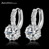 New Arrival Hoop Earrings Silver Color Inlay Cubic Zircon Fashion Women Wedding Earrings Jewelry