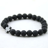 New Arrival Mens Beaded Jewelry 8mm Lava Stone Beads Gallstone Cross Bracelets Party Gift Yoga Jewelry