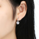 New Arrival Platinum Plated 4 Color Stones Heart Shape Trendy & Elegant AAA Zircon Stud Earring for Party n Gift