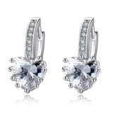 New Arrival Platinum Plated 4 Color Stones Heart Shape Trendy & Elegant AAA Zircon Stud Earring for Party n Gift