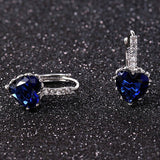 New Arrival Platinum Plated 4 Color Stones Heart Shape Trendy & Elegant AAA Zircon Stud Earring for Party n Gift
