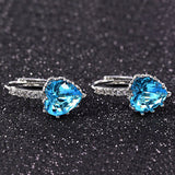 New Arrival Platinum Plated 4 Color Stones Heart Shape Trendy & Elegant AAA Zircon Stud Earring for Party n Gift