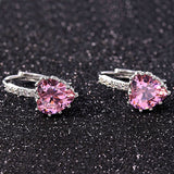 New Arrival Platinum Plated 4 Color Stones Heart Shape Trendy & Elegant AAA Zircon Stud Earring for Party n Gift