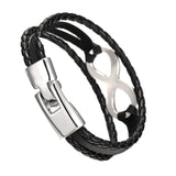 New Arrival Silver plated Infinity Bracelet Bangle Genuine Leather Hand Chain Buckle friendship men women bracelet