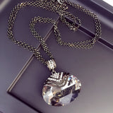 New Arrival Women Pendant Necklaces Large Elliptical Crystal Fashion All-match Simple Decorative Pendant Long Sweater Chain