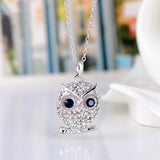 New Arrivals White Gold Plated Austrian Crystal Pendant Necklace Fashion Jewelry Crystal owl Pendants gufi for Women Lady