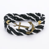 New Arrive DIY Rope Black Blue Anchor Bracelet Fashion Women Men Hooks Bracelet Bangle Charm Bracelets Jewelry