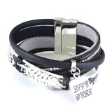 New Arrive Elegant Bohemia Handmade Serpentine Leather Leaves Letter Pendants Bracelets Bangles brazaletes pulseras mujer
