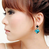 New Big Brand Fashion Woman Fine Jewelry Earrings Geometric Multiple section Square Crystal Gem Stud Earrings For Girls