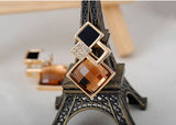 New Big Brand Fashion Woman Fine Jewelry Earrings Geometric Multiple section Square Crystal Gem Stud Earrings For Girls