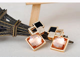 New Big Brand Fashion Woman Fine Jewelry Earrings Geometric Multiple section Square Crystal Gem Stud Earrings For Girls