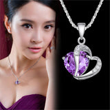 New Crystal Silver Plated Jewelry Fashion Necklace For Women Best Friend Love Heart Long Chain Necklace Fine Jewelry